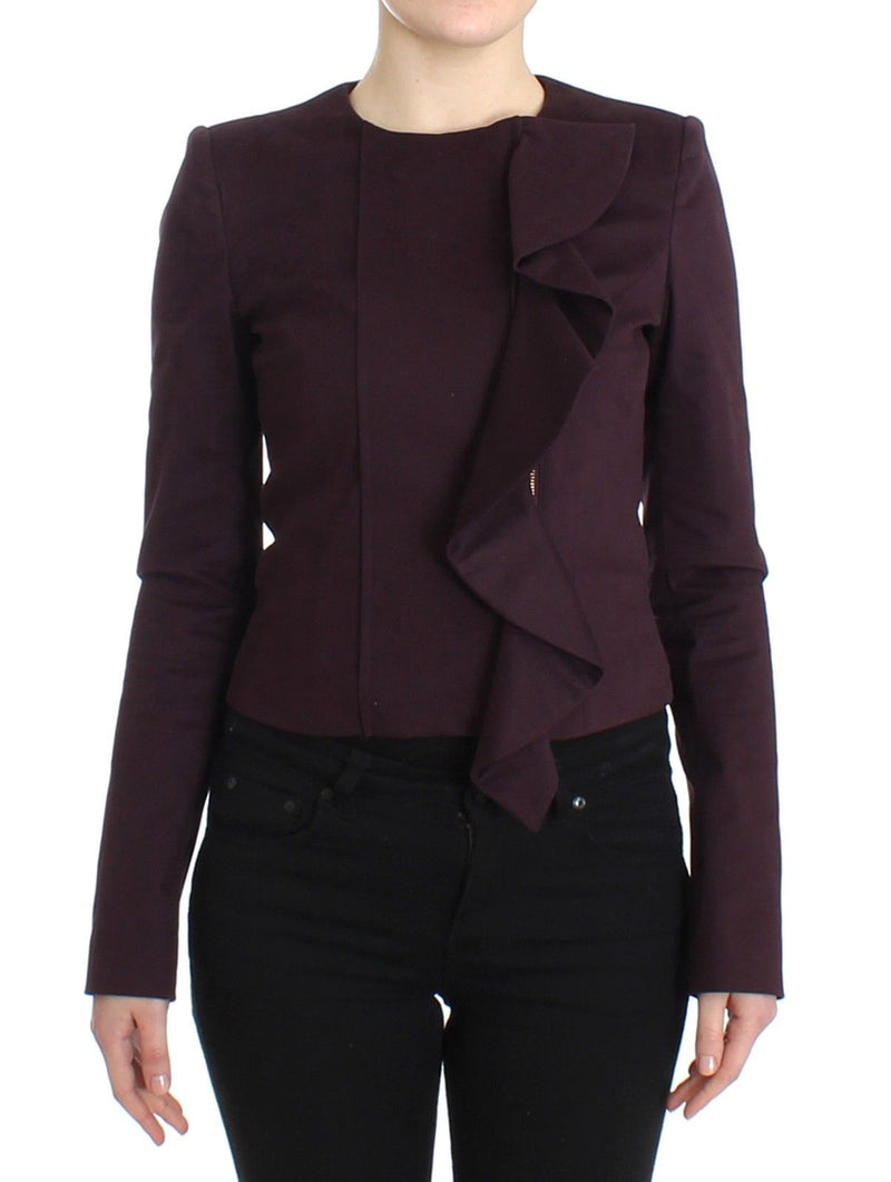 Purple Ruched Jacket Coat Blazer Short - Avaz Shop