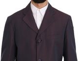 Purple Solid Two Piece 3 Button Linen Suit - Avaz Shop