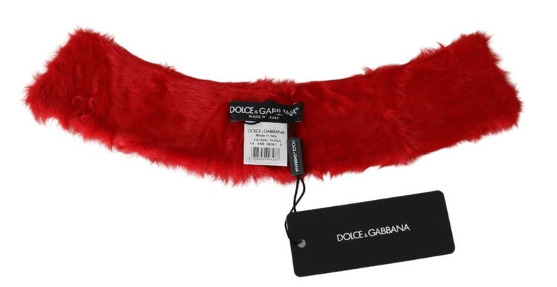 Red Fur Neck Collar Wrap Lambskin Scarf - Avaz Shop