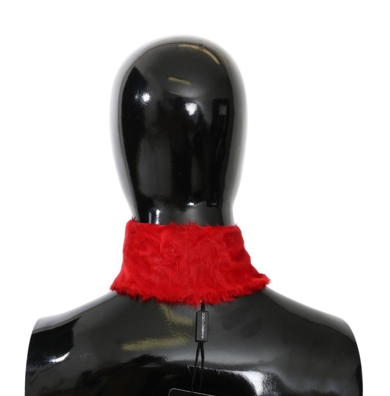Red Fur Neck Collar Wrap Lambskin Scarf - Avaz Shop