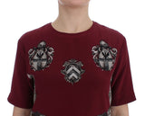 Red Knight Print Silk Blouse T-shirt - Avaz Shop