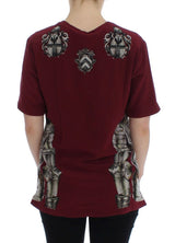 Red Knight Print Silk Blouse T-shirt - Avaz Shop