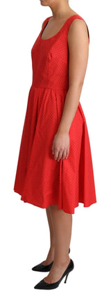 Red Polka Dotted Cotton A-Line Dress - Avaz Shop