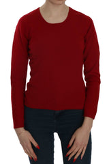 Red Round Neck Pullover Cashmere Sweater - Avaz Shop