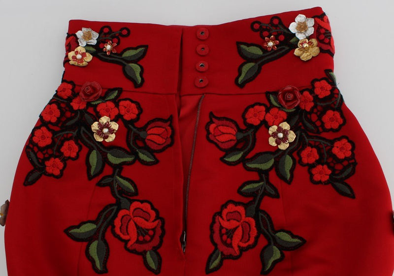 Red Silk Roses Sicily Shorts - Avaz Shop