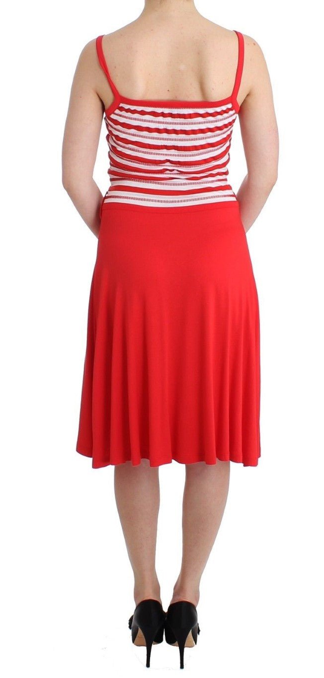 Red striped jersey A-line dress - Avaz Shop