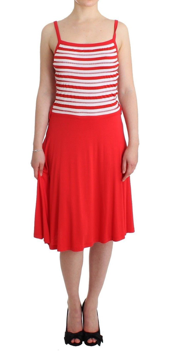 Red striped jersey A-line dress - Avaz Shop