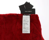 Red Weasel Fur Crochet Hood Scarf Hat - Avaz Shop