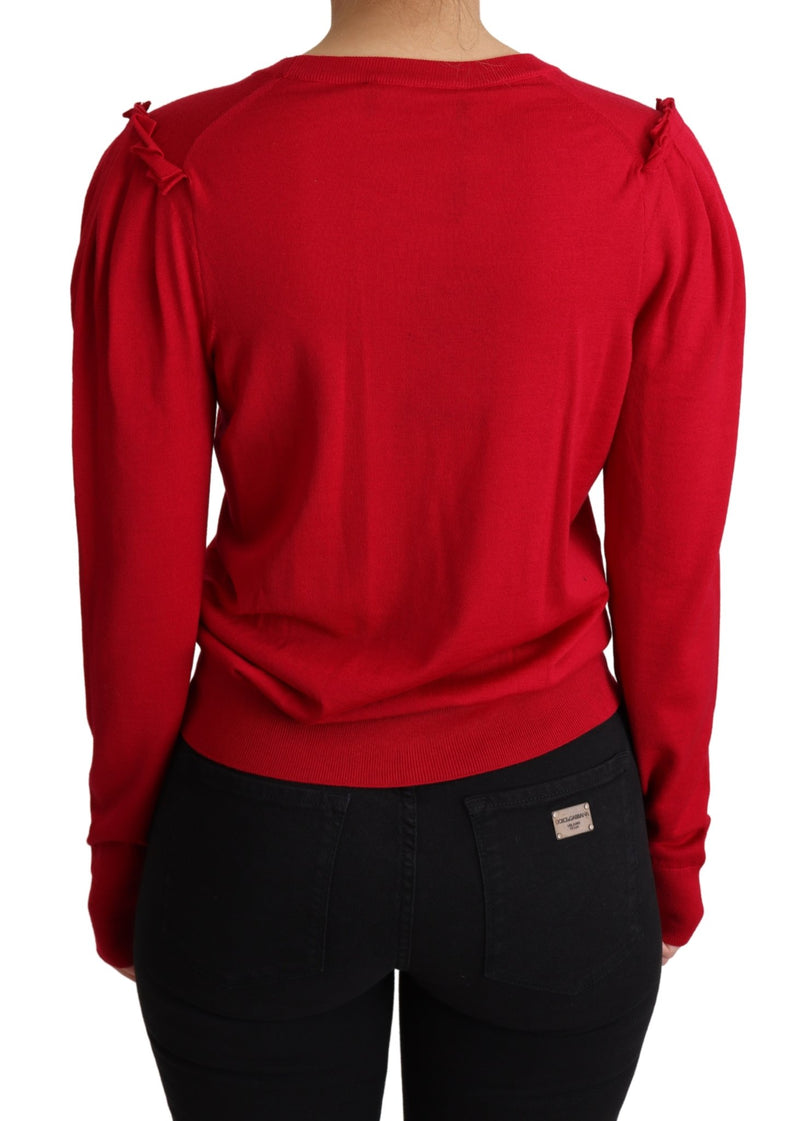 Red Wool Deep V-neck Women Cardigan Sweater - Avaz Shop