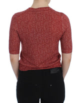 Red Wool Tweed Short Sleeve Sweater Pullover - Avaz Shop
