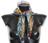 Multicolor Majolica Silk Neck Wrap Shawl Scarf
