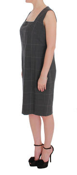 Gray Checkered Cotton Blazer Dress Set Suit