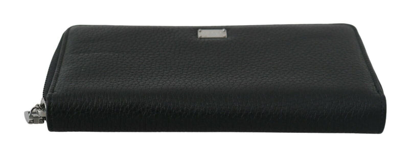 Black Dauphine Leather Continental Clutch Wallet