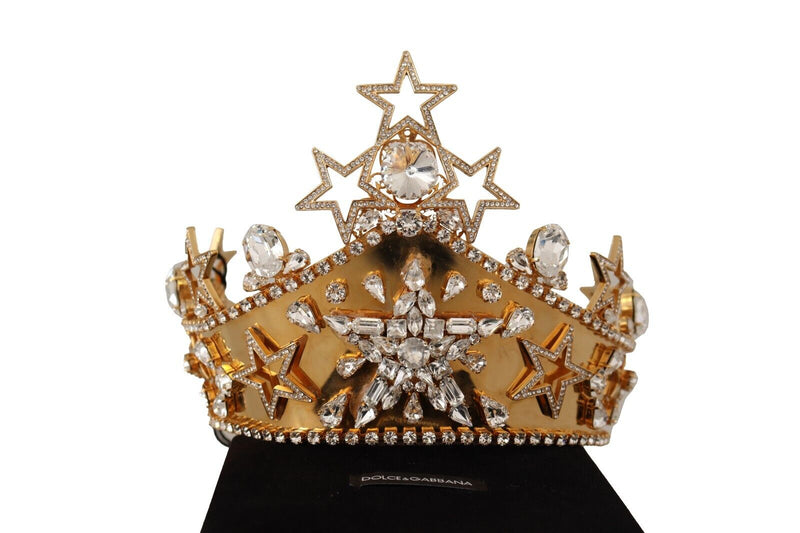 Gold Crystal Star STRASS Crown Logo Women Tiara Diadem