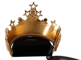 Gold Crystal Star STRASS Crown Logo Women Tiara Diadem
