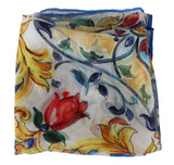 Multicolor Majolica Silk Neck Wrap Shawl Scarf