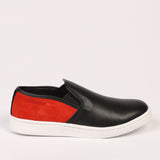 Black Leather and Textile Sneaker