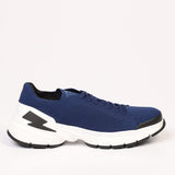 Blue Textile and Leather Sneaker