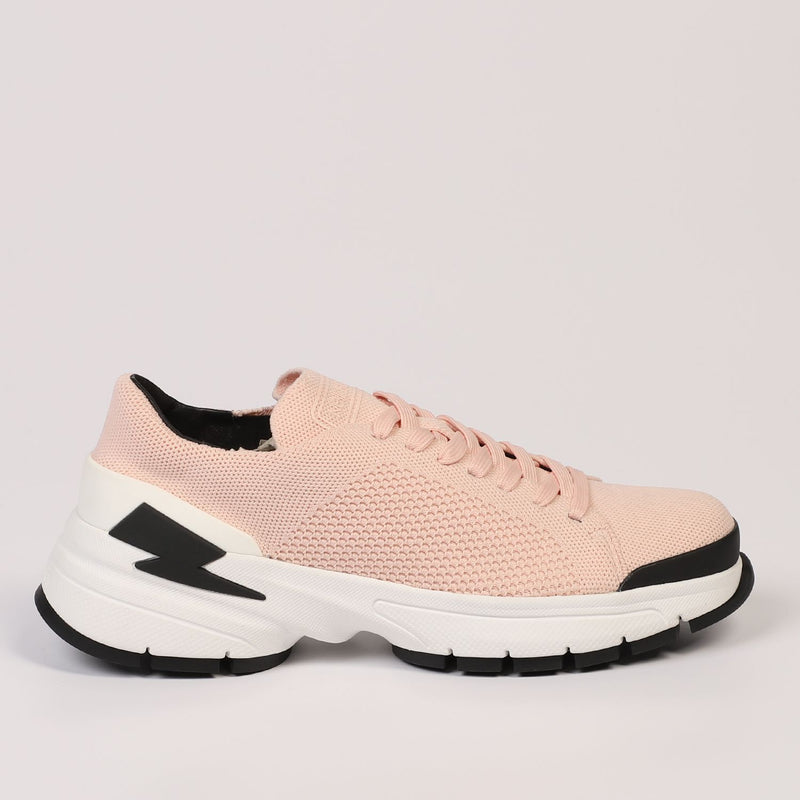 Pink Textile and Leather Sneaker