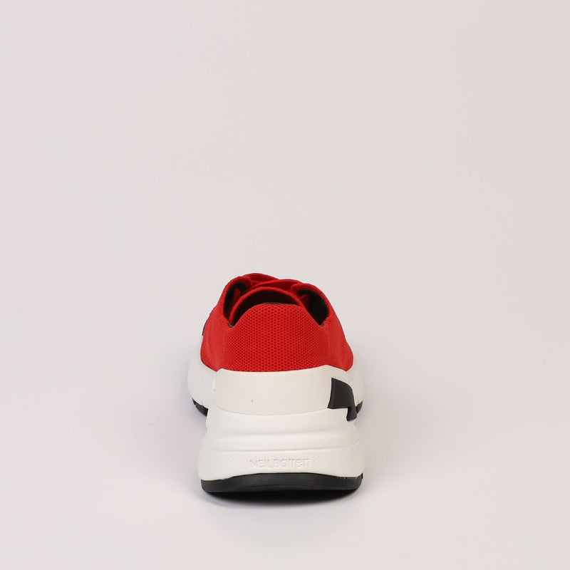 Red Textile and Leather Sneaker